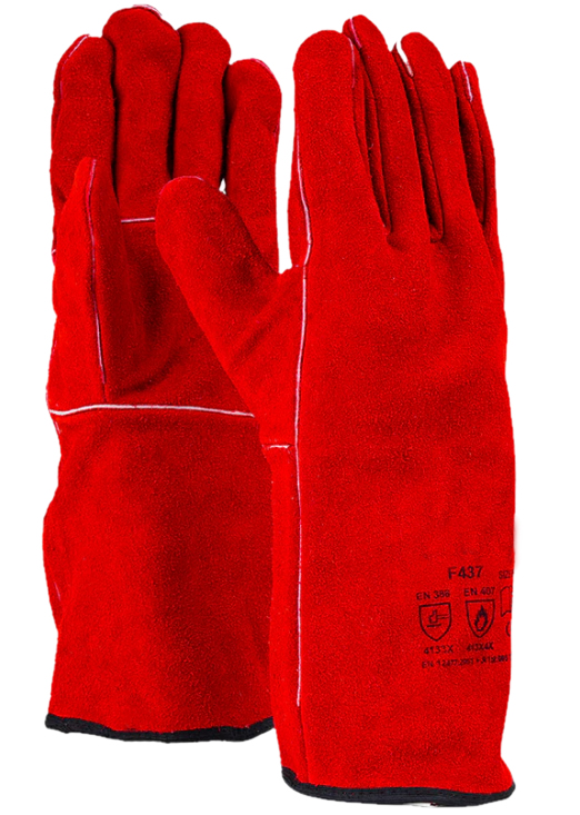 Red Leather Premium Gloves 14 Inch