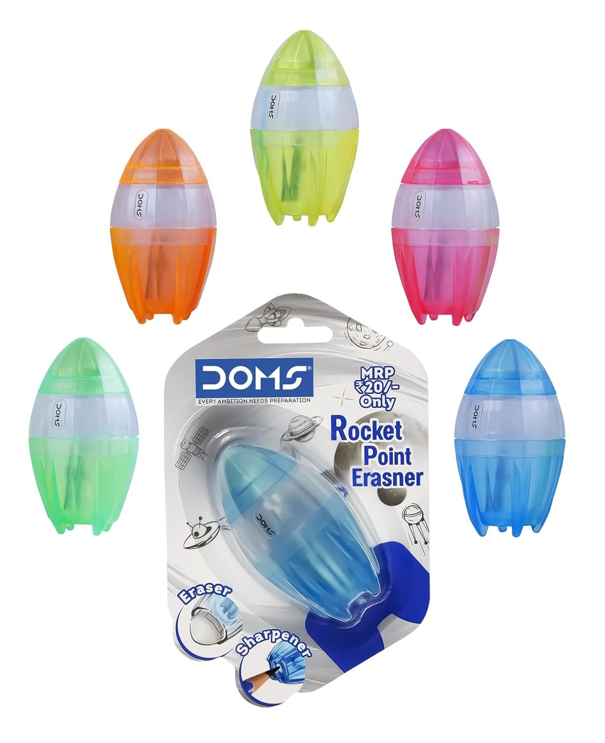 DOMS Rocket Point Erasner (Eraser + Sharpener)
