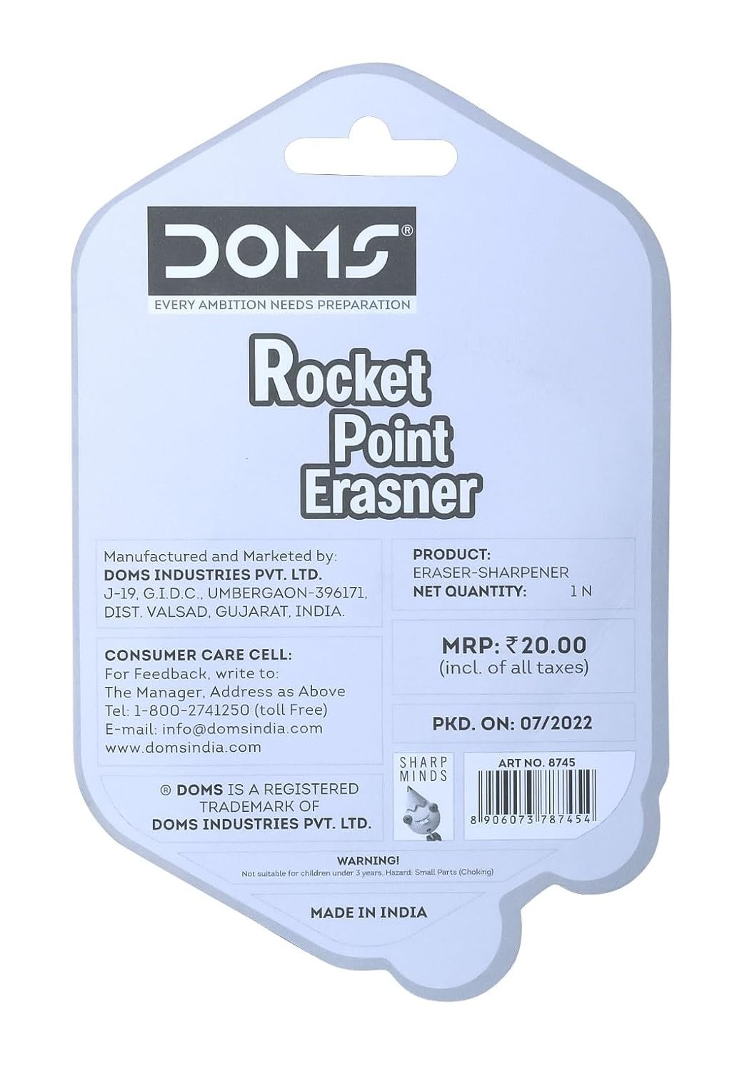 DOMS Rocket Point Erasner (Eraser + Sharpener)
