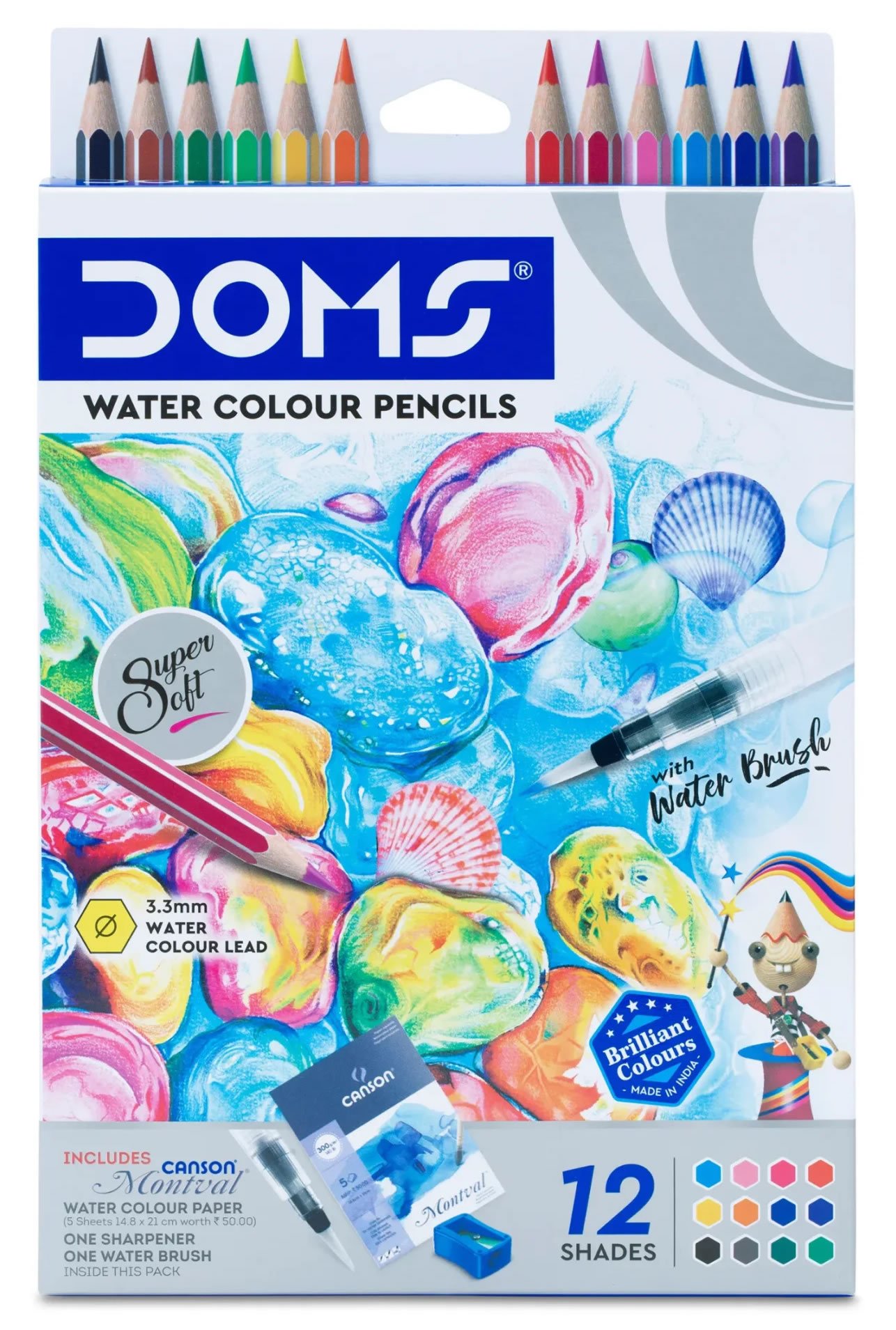DOMS Water Colour Pencils | 12 Assorted Shades